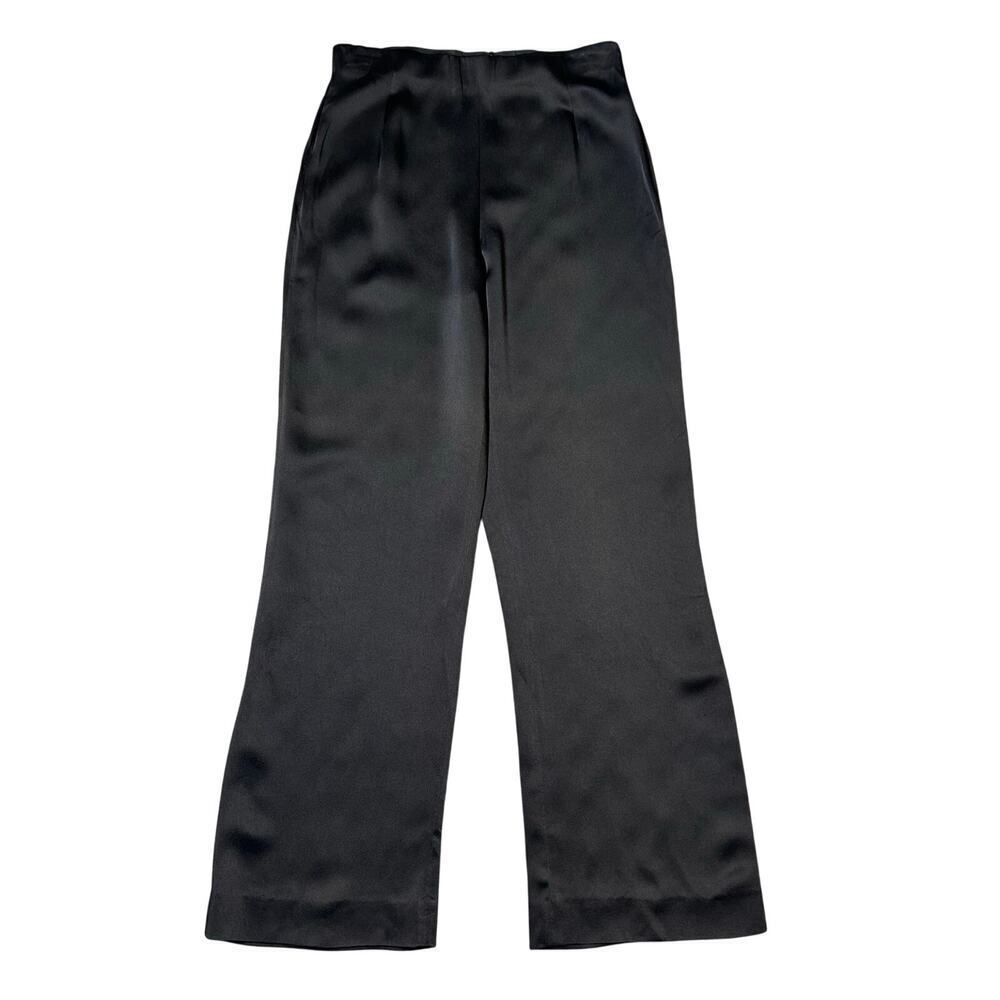 Lafayette 148 NY brown satin wideβ leg side zip high rise dress pants 6
